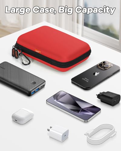 Shockproof Hard Shell Carrying Case for Portable External Hard Drive - color: Pure-Red
