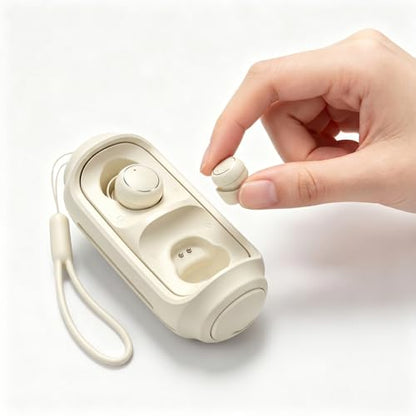 Invisible Mini Sleep Wireless Bluetooth Earbuds,Smallest Low Profile Micro Tiny Discreet Hidden Ear Buds for Work,Small Headphones, Wireless Earphone Side Sleepers for Small Ear Canals - color: Khaki