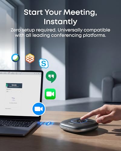 Anker PowerConf Speakerphone, Zoom Certified Conference Speaker with 6 Mics - color: Black