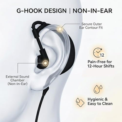 Walkie Talkie Earpiece with Mic, 2-Pin G-Shape Headset for Midland