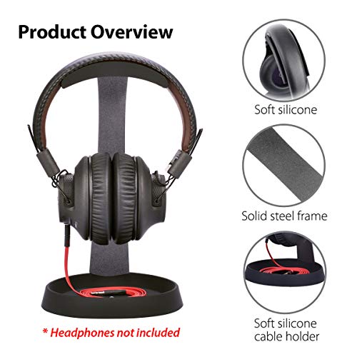 Avantree HS102 - Metal Headphone Stand with Cable Holder | Sturdy metal and silicone desktop stand keeps headphones secure while the.