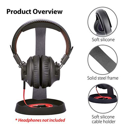 Avantree HS102 - Metal Headphone Stand with Cable Holder | Sturdy metal and silicone desktop stand keeps headphones secure while the.