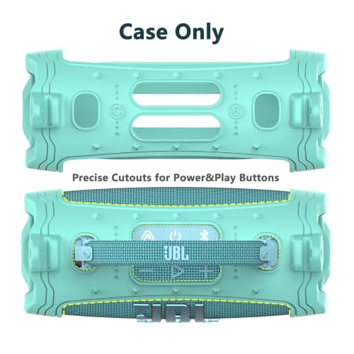 JCHPINE Silicone Cover and Carrying Case for JBL Charge 6 Bluetooth Speaker | Accessories for JBL Charge 6 AI Sound Bluetooth Speaker Protective Cases with Shoulder Strap (Teal) - color: Teal