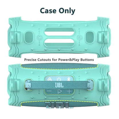 JCHPINE Silicone Cover and Carrying Case for JBL Charge 6 Bluetooth Speaker | Accessories for JBL Charge 6 AI Sound Bluetooth Speaker Protective Cases with Shoulder Strap (Teal) - color: Teal