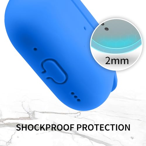 for AirPods Pro/Pro 2 Case Cover with Kit, Soft Silicone Protective Case with Keychain, Deep Blue - color: Deep Blue