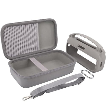 co2CREA Hard and Silicone Travel Case for Bose SoundLink Flex 2/1,Sandstone | 2nd Gen Compatibility, Dual-Layer Protection, EVA Hard Shell, Silicone Cover, Adjustable Shoulder Strap, Aluminum Carabiner - color: Sandstone Case