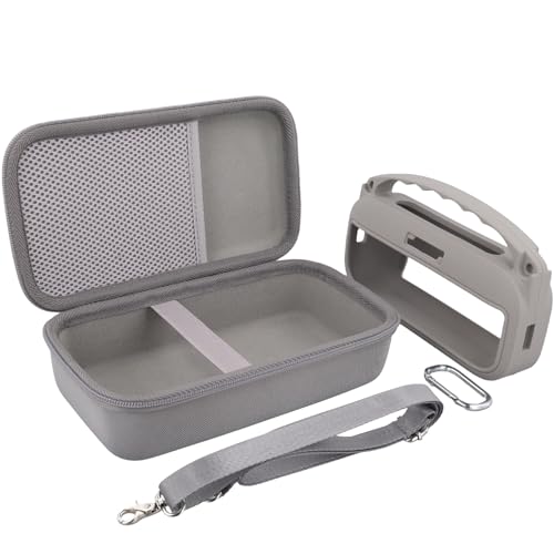 co2CREA Hard and Silicone Travel Case for Bose SoundLink Flex 2/1,Sandstone | 2nd Gen Compatibility, Dual-Layer Protection, EVA Hard Shell, Silicone Cover, Adjustable Shoulder Strap, Aluminum Carabiner - color: Sandstone Case