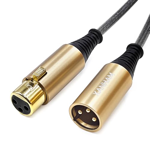 XLR Cable 6.6 Feet/2 Meter 3 Pin Microphone Female to Male Balanced Shielded Cable, Fibre Braiding with 22AWG Oxygen-Free Copper(OFC) Mic Cord for Speaker and Audio System - size: 6.6ft(2 meter)