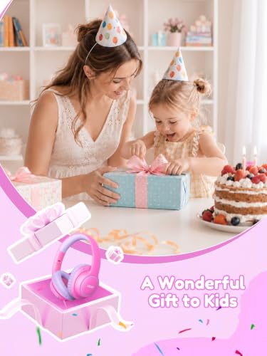 Acer OHW328 Kids Headphones Wired for School - Over Ear Design | 85/94dB Safe Volume Limit, 3.5mm Jack Foldable Headphones for Kids Boys Girls Classroom Yoto Player Chromebook Travel Pink - color: Pink