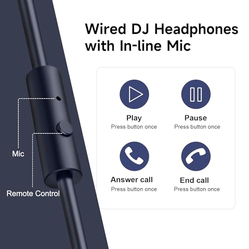 OneOdio Wired Over Ear Headphones Studio Monitor & Mixing DJ Stereo Headsets with 50mm Neodymium Drivers and 1/4 to 3.5mm Jack for AMP Computer Recording Podcast Keyboard Guitar Laptop - Dark Blue | headphone with 50mm drivers, dual 3.5mm and 6.35mm jacks