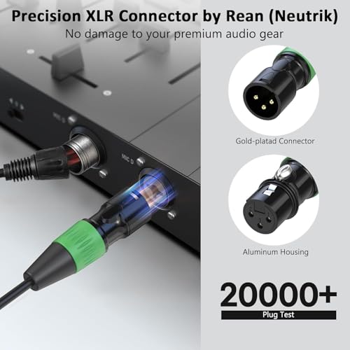 XLR Cables, Microphone Cables 6ft 2 Pack Gold-Plated 3-Pins - size: 6 Foot
