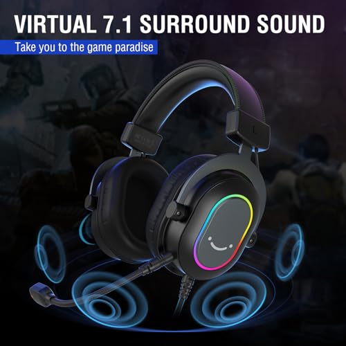 FIFINE Gaming USB Microphone with Headset Bundle for PS5, PC Condenser Mic with Quick Mute, RGB, Gain Control for Streaming, Wired Headphones with Microphone Set with EQ Mode, Soft Ear Pads (A6V+H6)