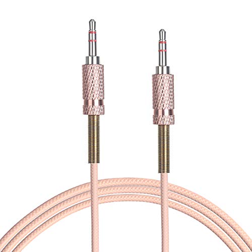ENUODA 3.5mm Nylon Braided Aux Cable, Audio Auxiliary Input Adapter Male to Male Compatible with Headphones, Smartphones, Home/Car Audio Systems, Speakers,Echo & More,3FT,Pink - color: pink, size: ['3FT']