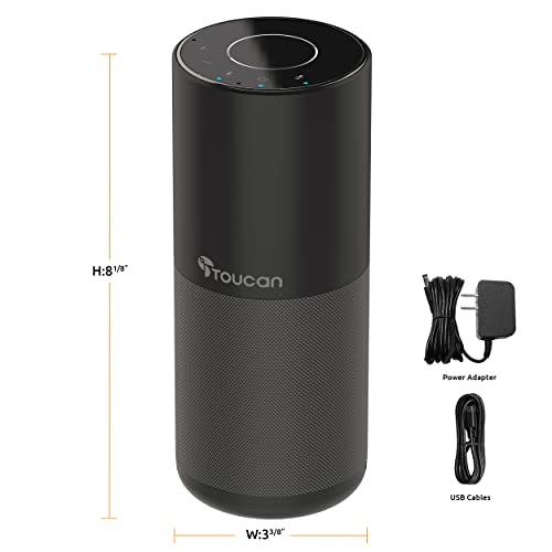 TOUCAN S100 Conference Speakerphone, 360 Voice Pickup, Wireless & USB Speakerphone with AI Noise Reduction, Plug and Play for Zoom, Teams, Home Office Meetings