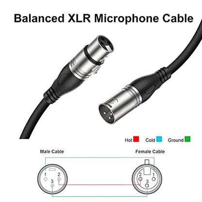 EBXYA XLR Cable 25ft 2 Packs Microphone Cable with 3-Pin XLR Male to Female | Balanced, Professional Shielded, for Mic, Mixer, Speaker Systems, Radio Station and Podcast, Black - color: Black, size: 25 Feet-2 Pack