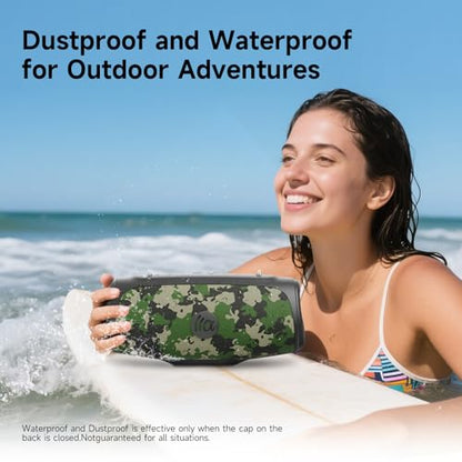 TAZATA Portable Loud Bluetooth Speaker, 90W (Peak) Large Subwoofer Speakers Wireless Bluetooth 5.3 with Powerbank USB Charge Out,Rugged Outdoor for Party,Beach,Golf,Pool,Shower,Valentines Day Gifts - color: CAMO
