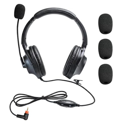 Over Ear Earpiece Noise Canceling Construction Work Headset with Boom Mic Headband Earmuffs Headphone for Motorola sl300 sl7550 tlk100 sl7580e sl7590e sl3500e sl1k sl1m(Binaural)