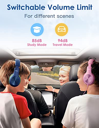 Nabevi Headphones for Kids for School, Kids Headphones with Microphone, Sharing Function, 85dB/94dB Safe Volume Limit, HD Sound, Over Ear Kid Headphone for School, On-line Study, Travel, DarkGreen - color: DarkGreen