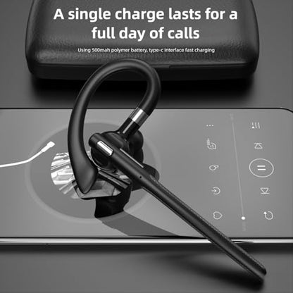 Bluetooth Headset V5.4, Single Ear Earpiece with ENC Mic