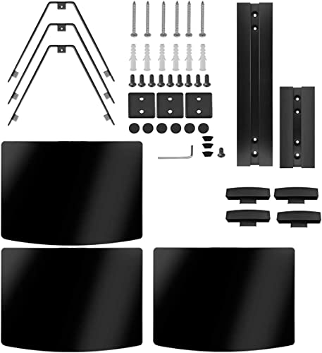 DVD Floating Shelf, Glass TV Wall Mount with Shelf for DVD Player / PS4 / Cable Boxes / Game Consoles / Sky Box / TV Accessories, Media Shelf, Flat Black Wall Mount Bracket, AV Shelves, 3 Tiers CS303B - size: 3 Shelves