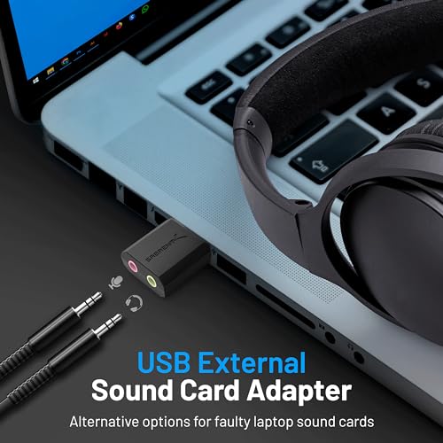 SABRENT USB External Stereo Sound Card Adapter, Plug & Play (AU-MMSA) | USB audio adapter; no drivers needed; for Windows & Mac; 3.5mm headphone & mic jacks; usb to 3.5mm jack audio adapter - style: USB- A