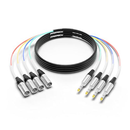 PRORECK 4.6m(15피트) 스네이크 케이블, 4채널 차폐 오디오 케이블 0.6cm(1/4인치) TRS to XLR 수, 전문 무대, 스튜디오 및 라이브용 컬러 마크 커넥터 포함(PR-TRS/XLR-4 x 15M) - style: 4채널 4.6m(15피트)
