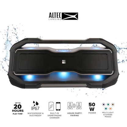 Altec Lansing - Portable Bluetooth Speaker, Waterproof IP67 - color: Steel Grey