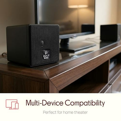 3" Mini Cube Bookshelf Speakers - 100W Small Bookshelf Speakers w/ 3" Paper Cone Driver, 8 Ohm - Passive Audio Book Shelf Speaker Pair For Home Theater Stereo Surround Sound - Pyle Home PCB3BK (Black) | 3 Inch Full Range Speakers for Home Cinema, Wall Mou
