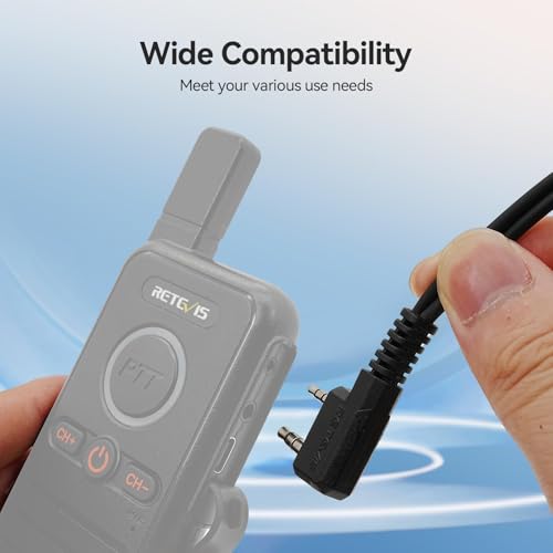 Retevis AI Active Noise Cancellation Walkie Talkie Earpiece, Rechargeable | for RT22/RT21/RT68, Compatible with Pxton, Baofeng, Kenwood Walkie Talkie, Walkie Talkie Earpiece with Mic, Concerts(1 Pack) - style: Noise Reduction and 300mAh battery