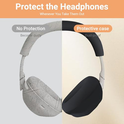 3 in 1 Ear Pads Cover Compatible with Sony WH-1000XM6 Protective Silicone Headphone Case Accessories for Sony WH-1000XM6 Ear Pads - Black - color: Black