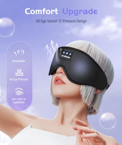 LC-dolida Sleep Mask with Bluetooth Headphones Bluetooth Sleep Mask Sleep Headphones,3D Eye Mask for Sleeping Mask Music Sleeping Headphones for Side Sleepers Meditation Gifts Gadgets for Men Women - color: Classical Black 3d