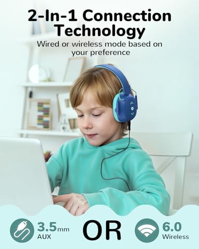 Kids Noise Cancelling Headphones, Sound Proof Ear Protection, 29dB SNR Noise Reduction Bluetooth 6.0 Earmuff, 94dB Lock - 80H Playtime, Hearing Protection for Autism, Shooting Gun Range Mowing (Blue) - color: Blue