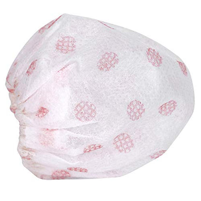 Disposable Microphone Covers 100 Pack | Non - Woven Sanitary Protection for Singing/Interviews/Stage | 50 Pairs with Elastic Band, White with Red Dot