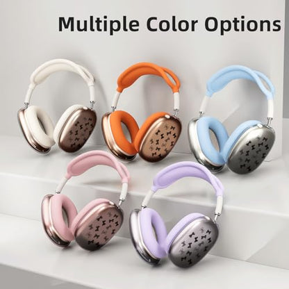 Black Cute Bows Clear Case for Airpods Max Headphones Lovely Girly Pattern Soft TPU Ear Cups Cover Anti-Scratch Silicone Ear Pad Protective Case 53 Headband Cover for Apple Airpods Max - color: Black bow 05