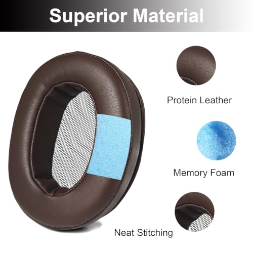 Replacement Ear Pads for Sony MDR-1A/ MDR-1ADAC Headphones - Brown | Fit for Sony MDR-1A/ MDR-1ADAC/ MDR1A Headsets, Premium Protein Leather, Memory Foam Ear Cushions, Comfort Fit, Easy Install