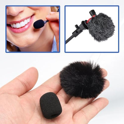 MECCANIXITY Microphone Cover Mini Furry Windscreen Foam Mic Sponge 8mm with Black Cap for 0.5 to 1.2mm Microphone 1 Set - color: Black, size: 8mm