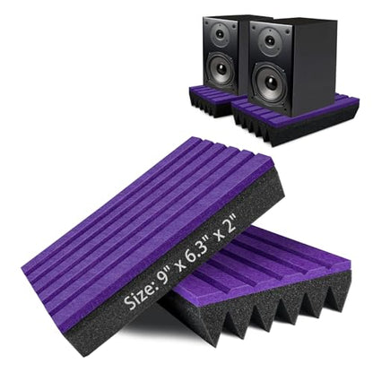 TroyStudio 9 x 6.3 x 2 Inches Speaker Isolation Pads, 2 Pack Subwoofer Wedge for 3"-4.5" Studio Monitor Pair, Thick Acoustic Foam Felt Riser Mat, Bass Speaker Feet for Desktop, Home Theater - size: S