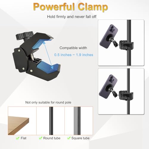 for MagSafe Clamp Mount Phone Holder Handlebar, 360° Swivel Magnetic Mic Stand Phone Holder Microphone Stand Phone Mount Clip for iPhone 16 15 14 MAX Pro Samsung Galaxy Any Smartphones - style: Magnetic