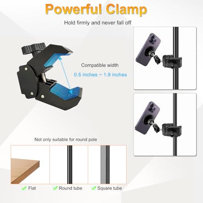 for MagSafe Clamp Mount Phone Holder Handlebar, 360° Swivel Magnetic Mic Stand Phone Holder Microphone Stand Phone Mount Clip for iPhone 16 15 14 MAX Pro Samsung Galaxy Any Smartphones - style: Magnetic