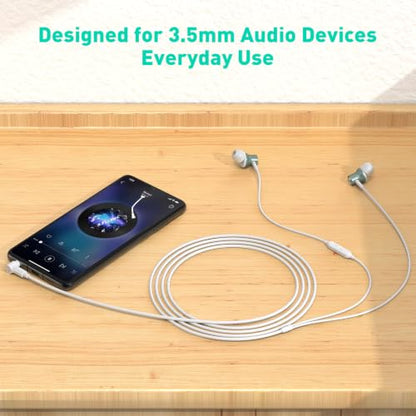 Wired Earbuds 3.5mm Headphones with Mic for Laptop PC Chromebook,Green | Noise Isolating in-Ear Earbuds,3.5mm Jack Plug in headphones Call Volume Control for Mobile Phones/Computer/MP3 Kids School - color: Green