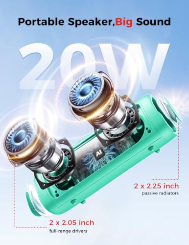 Bluetooth Speaker, 20W HD Sound, Portable Wireless, IPX5 Waterproof, Up to 24H Playtime, TWS Pairing, for Home/Party/Outdoor/Camping/Beach Essentials, Electronic Gadgets, Birthday Gift (Teal) - color: Teal