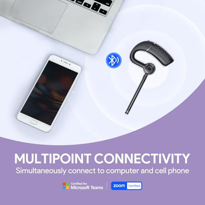 Yealink Single Ear Bluetooth Headsets BH71 Lite Wireless Earpiece Teams PC | Yealink Headset Bluetooth Earpiece with Mic for Work，Teams Zoom Certified Single Ear Headset Connect Cell Phone,Mute Function - style: BH71 Lite（Without Dongle&Case）
