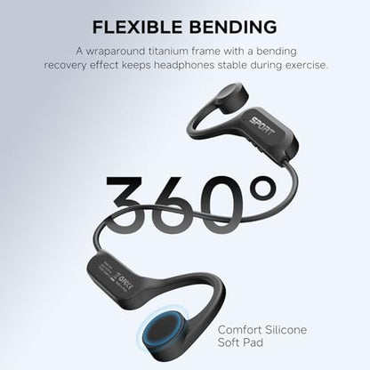 Yorlu Bone Conduction Headphones, Open-Ear Bluetooth Sport Headphones | Lightweight, 10Hrs Playtime, IP56 Waterproof, Bone Conduction Earphones for Workout, Hiking