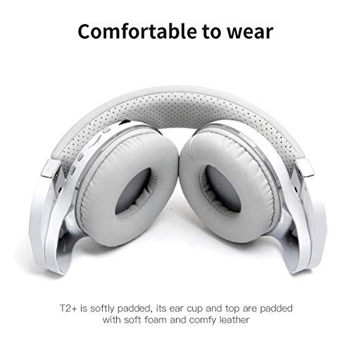 Bluedio T2 Plus Turbine Wireless Bluetooth Headphones with Mic/Micro SD Card Slot/FM Radio (White) - color: White, size: 186x85x200mm, style: closed-back