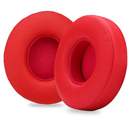 Replacement Ear Pads for Beats Solo 2 and Solo 3 Headphones, Red | Solo2 & Solo3 Earpads Cushions with Noise Isolation Memory Foam and Softer Protein Leather - color: Red