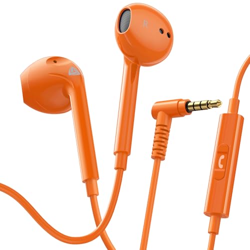 LUDOS Zenith Wired Earbuds in-Ear Headphones, 5 Year Warranty, Earphones - color: Orange, size: 3.5 mm