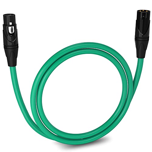 LyxPro 3 ft Balanced XLR Mic Cable, Male to Female, Green - color: Green, size: 3 Feet Straight