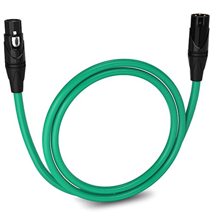 LyxPro 3 ft Balanced XLR Mic Cable, Male to Female, Green - color: Green, size: 3 Feet Straight