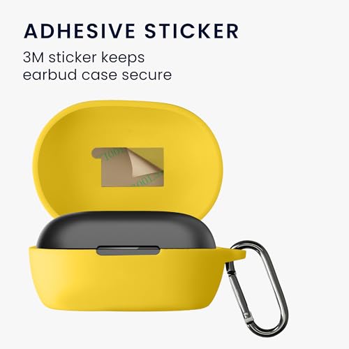 kwmobile Cover for Bose QuietComfort Earbuds Case - Silicone Cover for Earbuds Charging Case - Protective Headphone Holder with Carabiner Clip - Yellow - color: yellow