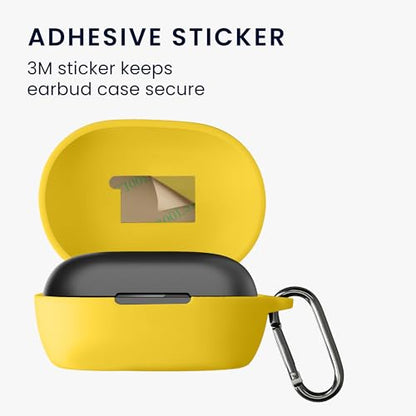 kwmobile Cover for Bose QuietComfort Earbuds Case - Silicone Cover for Earbuds Charging Case - Protective Headphone Holder with Carabiner Clip - Yellow - color: yellow